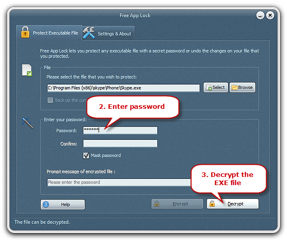 Enter Password & Start Decryption